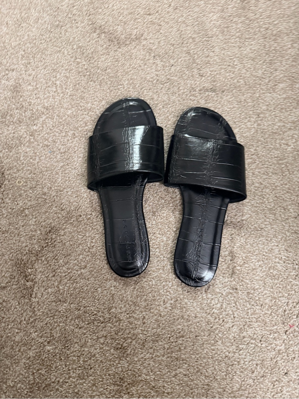 ASOS Black Croc-Effect Slide Sandals